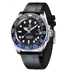 【新品】自動巻き メンズ 腕時計 高級感 重厚ステンレス GMT マスターⅡ 1662 バットマン ラバーベルト