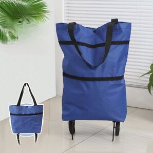 エコバッグ 【キャスター付】折り畳み 大容量 軽量 ショッピングカート キャリー ネイビー