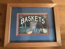 アメリカンカントリー　BASKET バスケット　アメリカ作家さんイラスト　額縁入り　カントリー雑貨_画像1