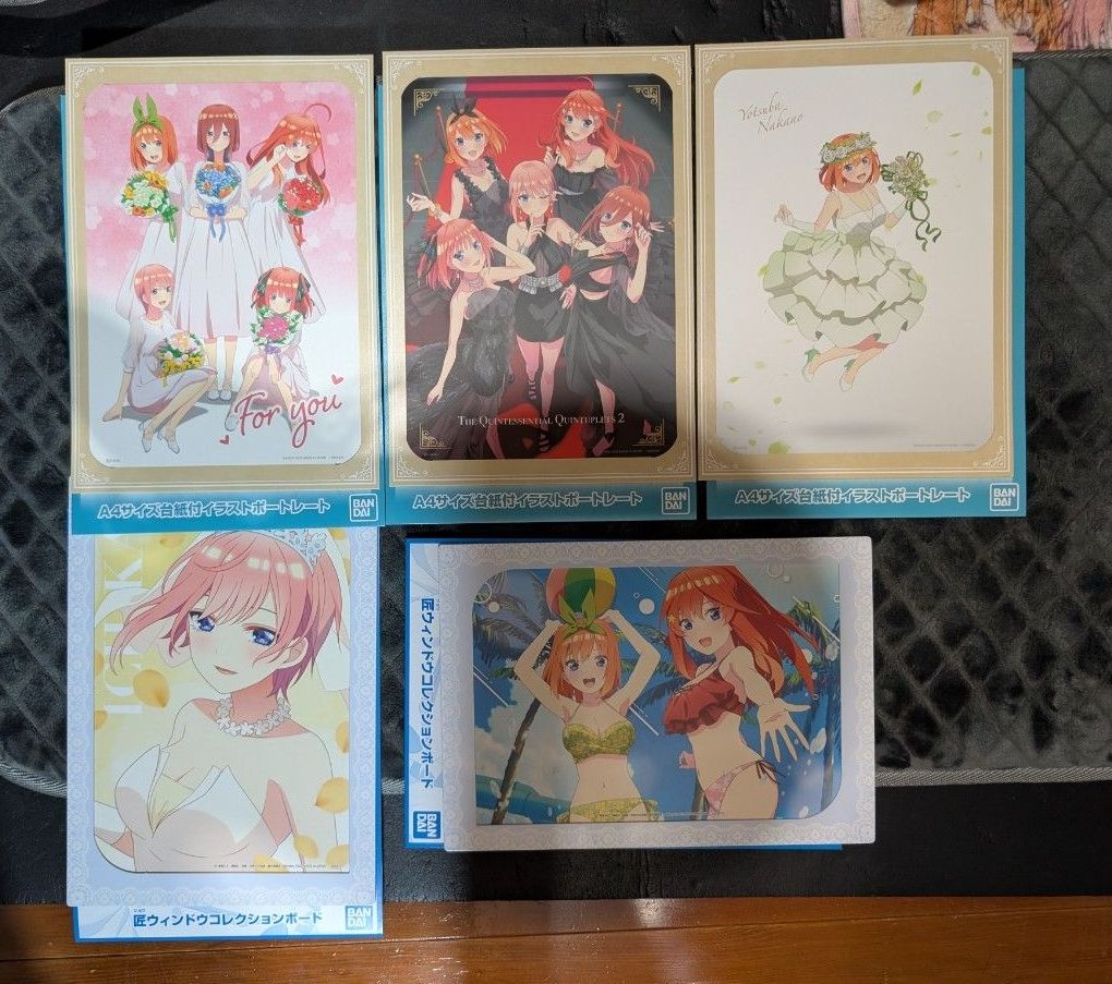 五等分の花嫁 A4サイズ台紙付イラストポートレート 3枚セット 匠ウィンドウコレクションボード2枚セット