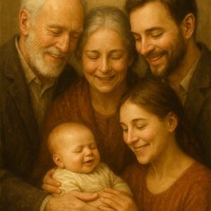 家族写真 家族の絆 絵画 photo フォトフレーム付き127×178mm