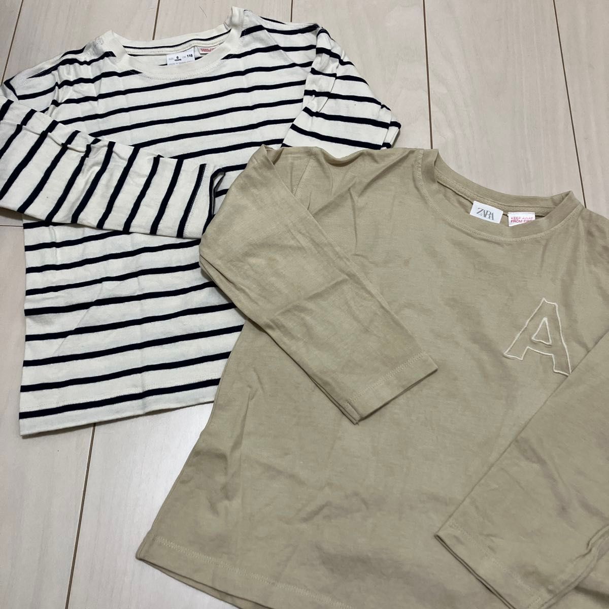 zara ZARA ザラ　 長袖 ボーダー カットソー 長袖Tシャツ ロンT トップス キッズ ベージュ
