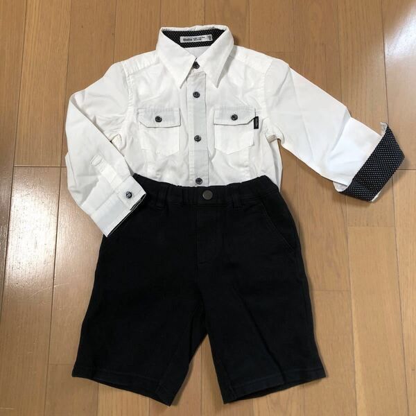 BeBe べべ 白シャツ&黒ズボンセットで!100cm★セレモニー、式にも