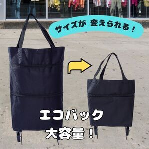 ショッピングカート ブラック 黒 軽量 折りたたみ旅行 キャスター コンパクト エコバッグ