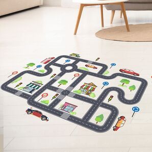 ウォールステッカー 剥がせる 壁紙 北欧 インテリア 模様替え 子供部屋 リビング 道路 車 子ども プレイマップ トミカ