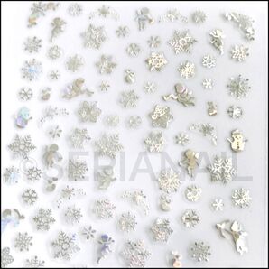 ネイルシール ステッカー 雪の結晶 エンジェル キューピッド シルバー ホログラム【D190S】