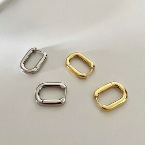 高品質純銀シルバー925 スクエアフープ ピアス 大人かわいい ヘビロテ ラスト