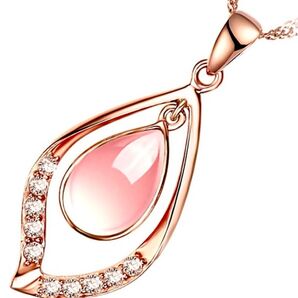 ギフトボックス付 レディースネックレス ピンククォーツ ダイヤ cz プレゼント アクセサリー エレガント