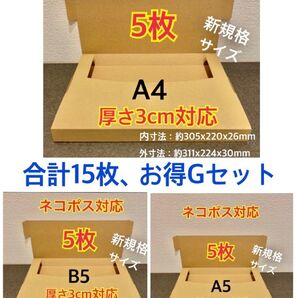 ★ Gセット新商品新規格A4:5枚・B5:5枚・A5:5枚ネコポス対応合計15枚