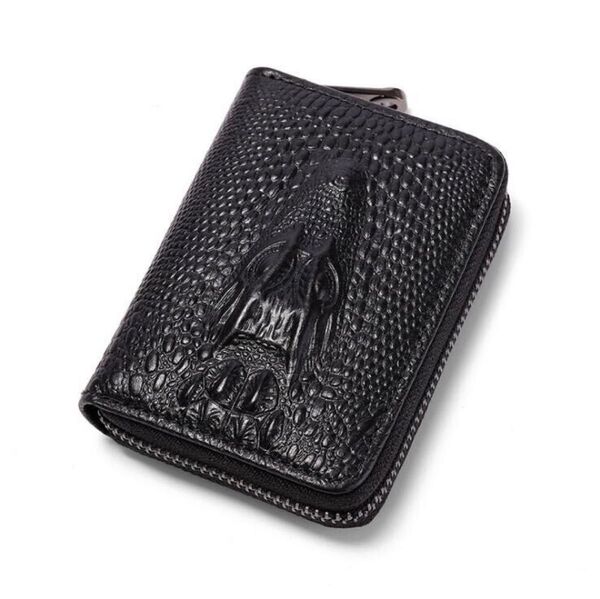 本革 カードケース お札入れ クロコデザイン メンズ 小銭入れ 黒 レザー ラウンドファスナー 小物