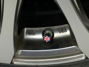 国旗柄 汎用エアバルブキャップ イギリス キーホルダー付き ブラック BMW ベンツ メルセデス AUDI アウディ フォルクスワーゲン スマート