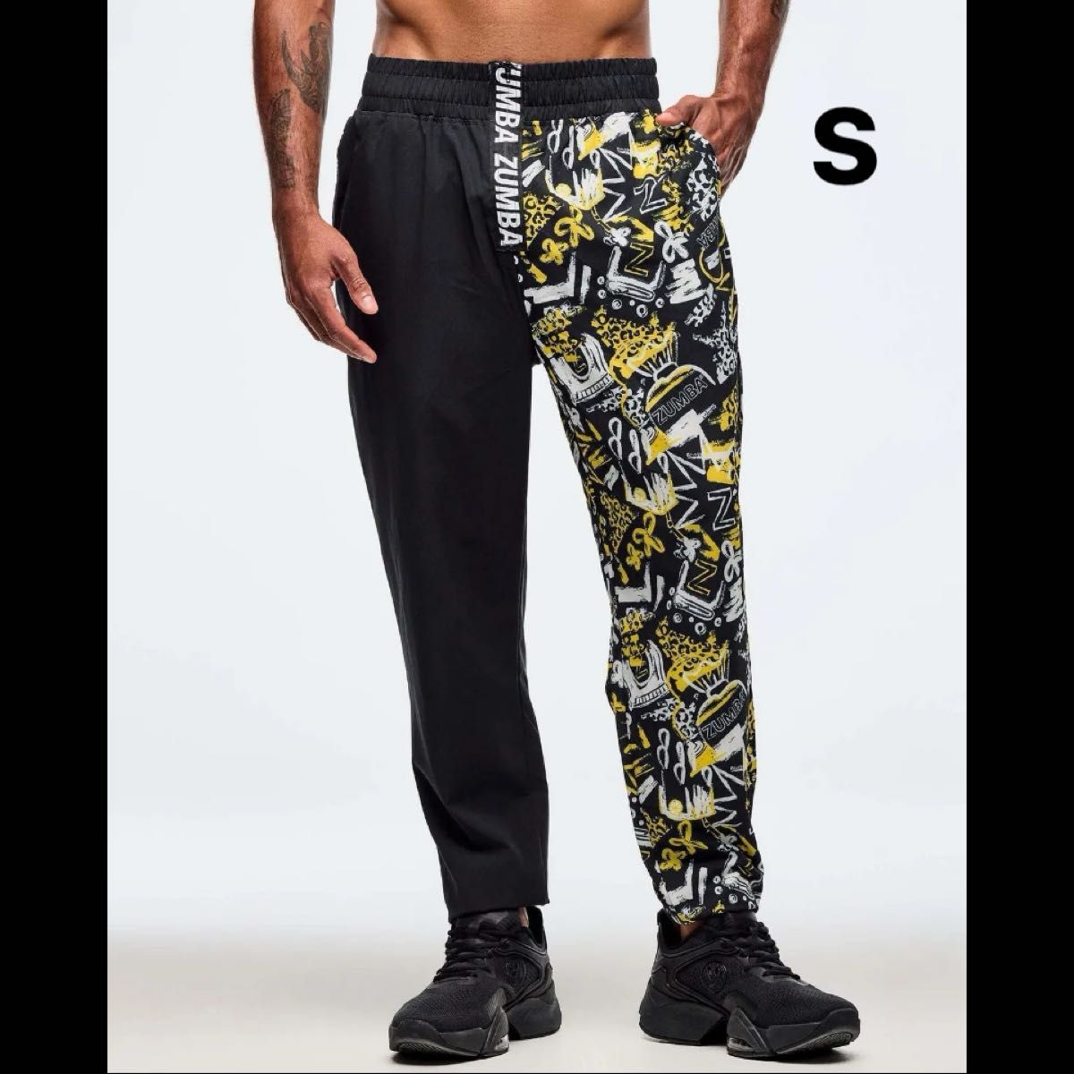 【新品】新作　タグ付　パンツ　カーゴパンツ　メンズ　レディース　男女兼用　ズンバ　zumba ウェア　黒　黄色　/S