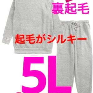 5L裏起毛スウェット上下 大きいサイズトレーナー上下 ビックシルエット 軽い グレー ルームウェア セットアップ 長袖 新品