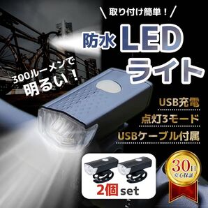 LED ライト 2個セット 自転車 明るい 自転車用ライト 充電式 防水 フロントライト USB充電式 自転車 防水 黒 LED