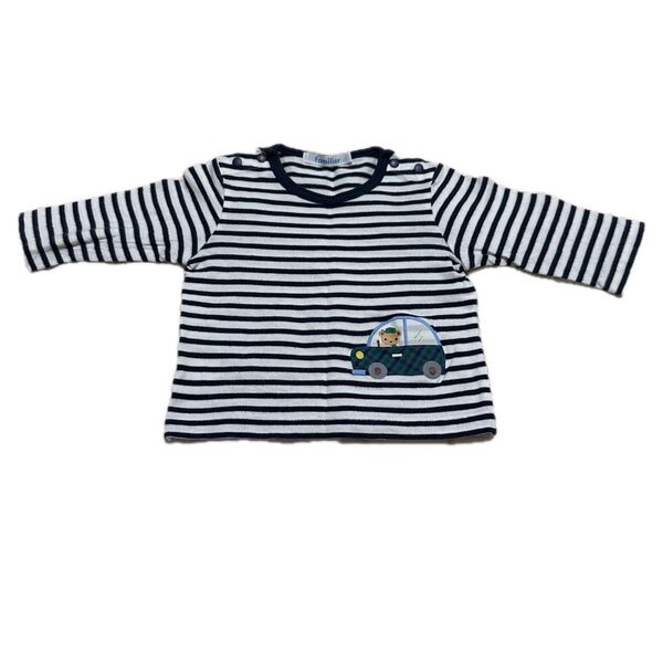 ファミリア 長袖Tシャツ ボーダー 車 70cm
