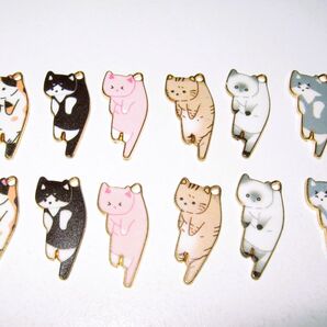 【くびねっこ 猫 チャーム 6種 12個】ねこ アクセサリー かわいい 可愛い キャット かわいい 小物 ミニ ストラップ 癒し