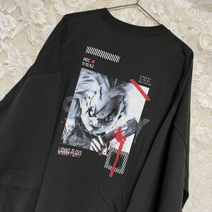 【大きいサイズ】チャイルドプレイ チャッキーREC裏起毛トレーナー ブラック3L