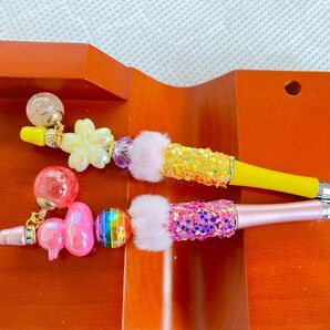 501 カスタムボールペン 2本セット ハンドメイド ガラスドームチャーム付き