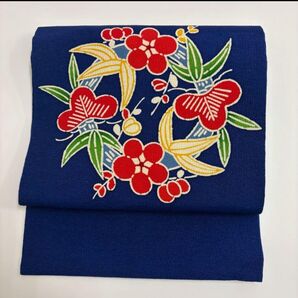 名古屋帯 紅型 九寸 正絹