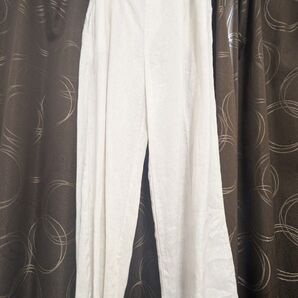 ㈱エトワール海渡 リネン100% ワイドパンツ オフホワイト Lサイズ ゆったり カジュアル