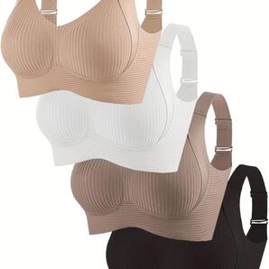 ナイトブラ 呼吸できるブラ 4点 吸汗速乾/通気性 しめつけない L