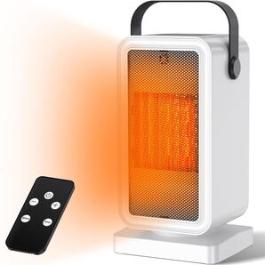 セラミックヒーター 小型 PTC セラミックファンヒーター 15-35℃恒温 2段階温風切替 リモコン付き マイナスイオン