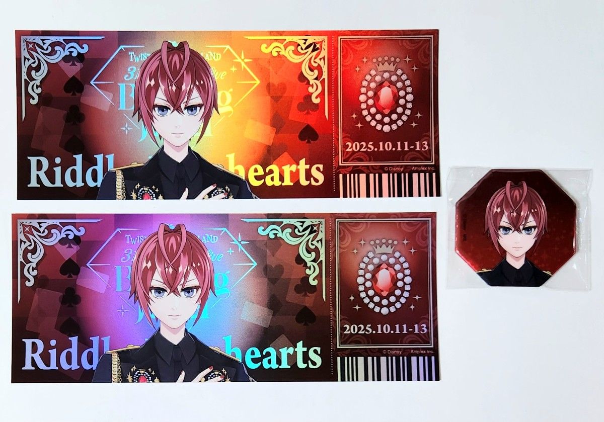 ツイステ　ブレイジングジュエル　レオナ　缶バッジ　ポートレート　チャーム　シール ツイステ レオナ 缶バッジ 20個 ポップアップ 5周年