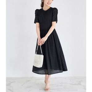 【新品】トッコクローゼット バックレースアップカットワークレースワンピース 黒