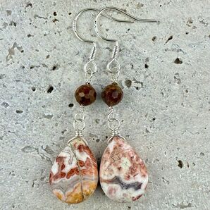 ピーターサイト・ロジータジャスパー の天然石ピアス シルバー925 ハンドメイド