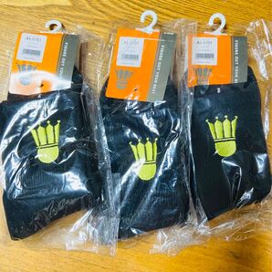 A-WIN AS-5701 ジュニアソックス 3足セット ブラック×ゴールド 20-22cm