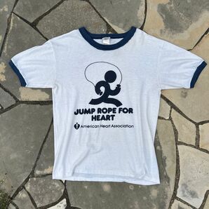 70s USA製 リンガーTシャツ アメリカ心臓協会 スローガンT あいみょん リンガー シングルステッチ ビンテージ 80s