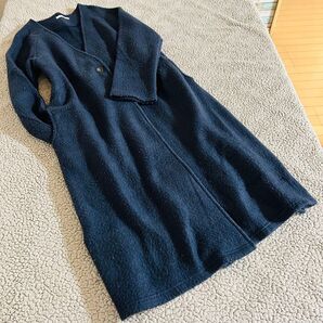 クラウドナイン レディースロングカーディガン 羽織り 長袖 濃紺 【M〜L】フリース ゆったり ボタン スリット