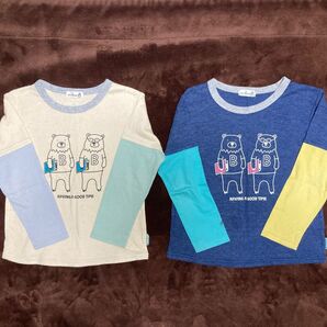 120のお子様に 130 くまさん シンプルロンT カラフル 2枚 双子 色違い 通学 学童 お着替え 男の子