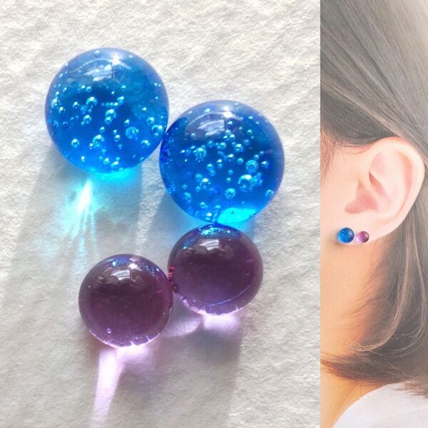 【21G/18G/16G】サージカルステンレスピアス イヤリング ボディピアス ガラスナギット2ペア No.726