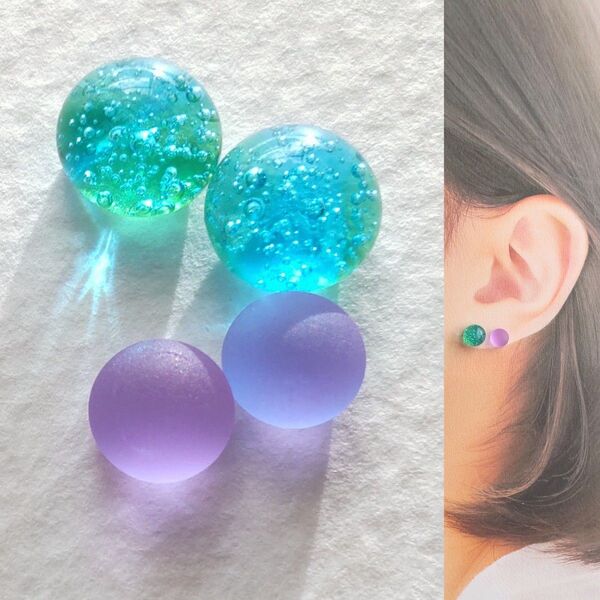 【21G/18G/16G】サージカルステンレスピアス イヤリング ボディピアス ガラスナギット2ペア No.727