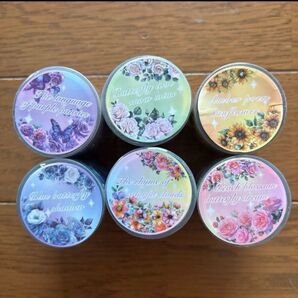 未開封 花と蝶6巻セット PET 防水 DIY クラフト シール 海外 コラージュ ステッカー