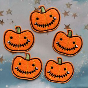 ハロウィン カボチャ パンプキン アイロンワッペン オレンジ コウモリ オバケ 仮装 おまつり イベント お菓子 衣装