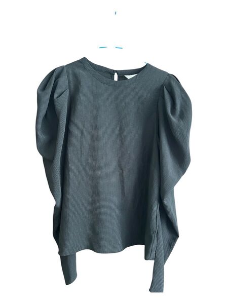 H&M 黒 パフスリーブブラウス パワショル シャツ 長袖カットソー