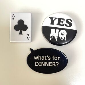 バッジ 3個セット トランプ YES NO what's for DINNER? クレアーズ