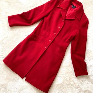 ザラベーシック ZARA チェスターコート レッド 赤色 ウール カシミヤ ロングコート サイズ38 Mサイズ