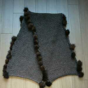 [ hand made ] shoulder .. shawl mink fur attaching length 120cm width 30cm