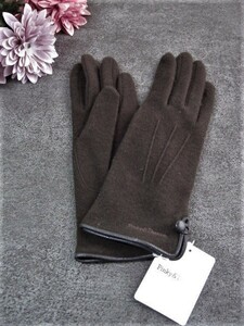  Pinky & Diane gloves sheep leather * cashmere use Pinky&Dianne Brown tea color 5 fingers woman lady's glove tag attaching new goods protection against cold 