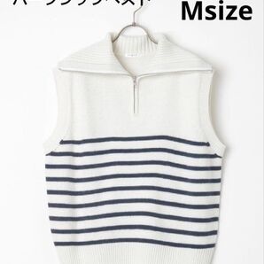 C・O・L・Z・A【Honeys】ボーダーハーフジップベスト Msize