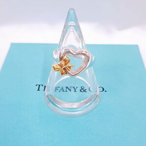 TIFFANY & Co. ティファニー リング ハートウィズボウ オープンハート リボン SV925 K18 750 約10号