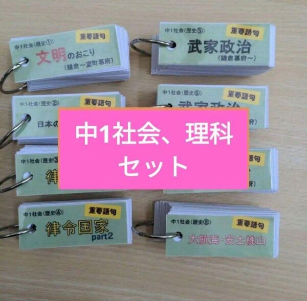 【単語帳】中1地理、歴史、理科セット 定期テスト/受験対策