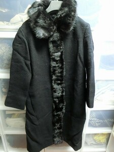 miu miu fur neck coat 42 black #98339-34767 MiuMiu 