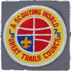 DD22 70s A SCOUNTING WORLD GREAT TRAILS COUNCIL BSA ボーイスカウト ビンテージ ワッペン パッチ ロゴ エンブレム 輸入雑貨 刺繍