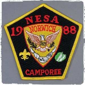 PE12 80s NESA CAMPOREE NORWICH ボーイスカウト ワッペン パッチ ロゴ エンブレム 輸入雑貨 刺繍