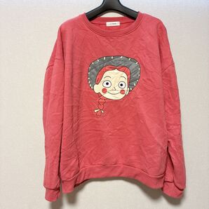 J.2 Studio ピンク 長袖スウェット トレーナー 裏起毛 フリース 冬服 キャラクター 個性的 海外古着 輸入古着 個性的