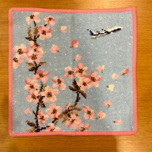 ANA 全日空 フェイラー ハンカチ 桜 飛行機 さくら スカイブルー 濃いピンク